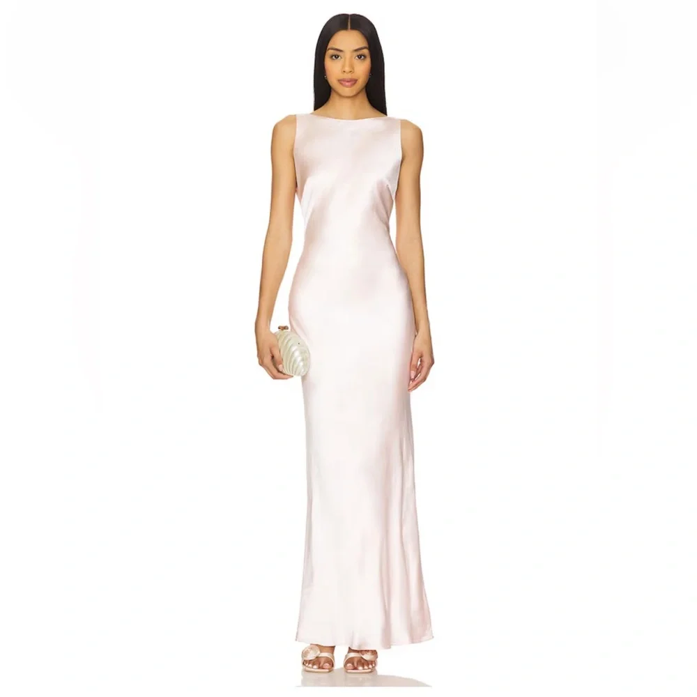 Runaway the Label Raelyn Maxi Dress satin draped Soft Pink gown Revolve XS - Picture 2 of 12
